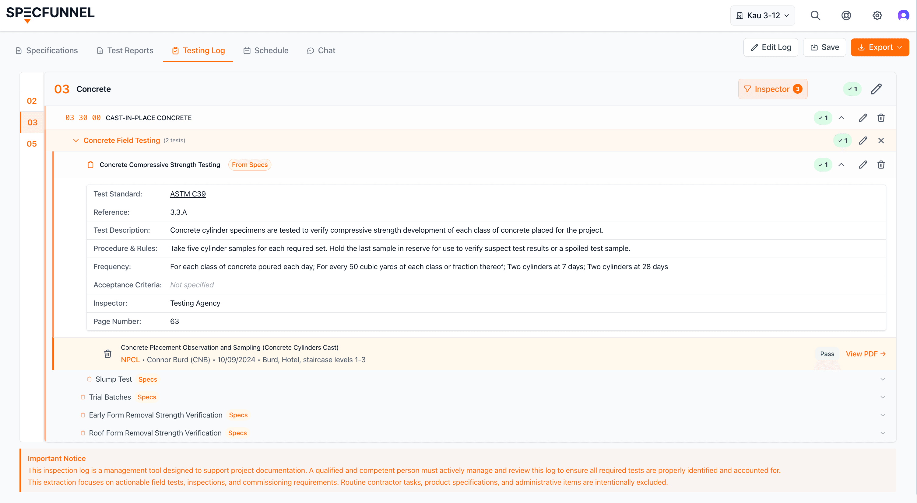 SpecFunnel dashboard preview
